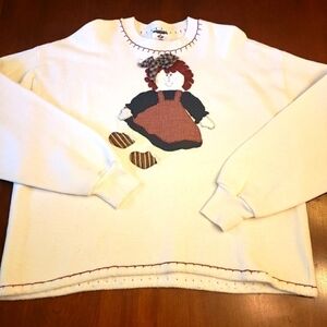 Vintage Handcrafted Oversized Sweatshirt Grandmacore Jerzees Single Stitch L VG
